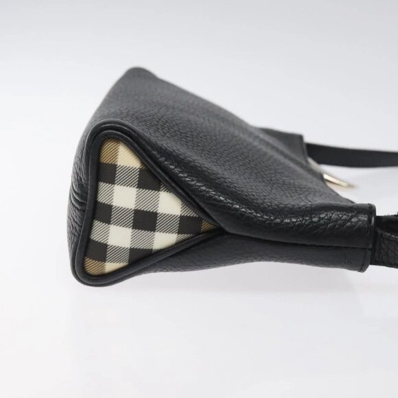 BURBERRY Shoulder Bag Leather Black Silver Auth am8354 - Picture 6 of 16